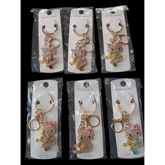 Hello Kitty Character Rhinestone Cupid Valentine's Key Chain Purse Charm Green - Picture 5 of 5